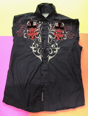 Vintage ROAR Enough Excuses... MENS Embroidered Cut Off SHIRT Size: XXL T13