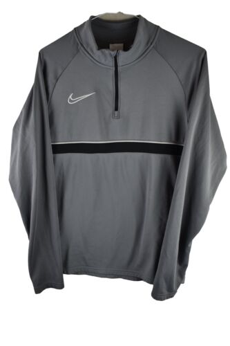 NIKE maglione grigio collo zip taglia S uomo dri-fit pullover abbigliamento sportivo top casual