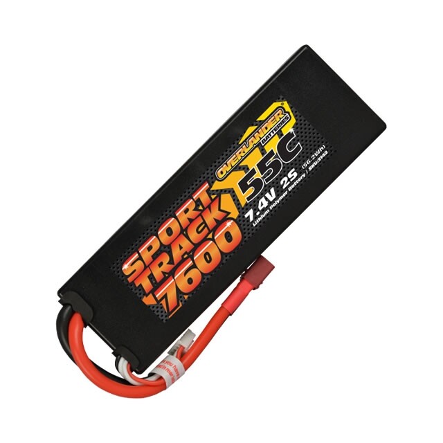 Overlander 7.4v 2S 7600mAh Sport Track LiPo 55C Battery with Deans Connector RC
