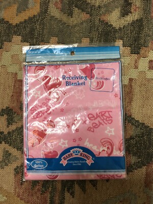 Baby King Receiving Blanket Pink Heart Beats 26x26 New In Package