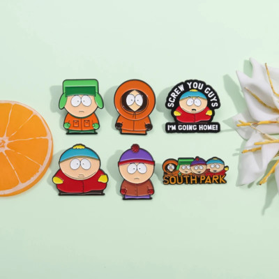 South Park Metall Emaille Pin Abzeichen Brosche Set 6 Kenny Stan Cartman Kyle