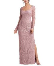 JS Collections Women's Pink Embroidered Sequin Mesh Gown Dress - 8 - Pink