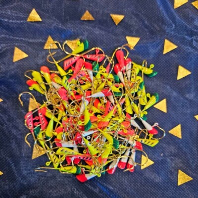 100 Mixed Painted Shad Dart Jigheads  1/16 oz Fishing Hooks Lures Bait Tackles