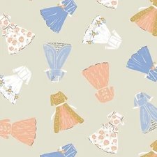 Royal Picnic Dresses Tossed Camel 100% Cotton Fabric by The Yard