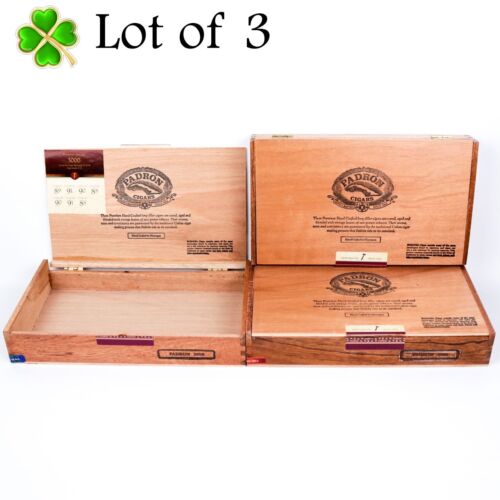 Lot of 3 Padron 3000 Empty Wood Cigar Box 10.5" x 6" x 1.75 - Picture 1 of 10