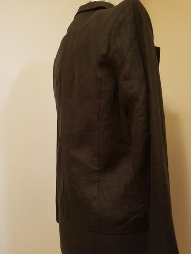 For Cynthia Casual 100% Linen Single Button Jacket & Vest, Black- Size Medium - Picture 9 of 10