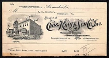 Alexandria, VA Chas. King & Son Co. Grocers 1909 Billhead - Vignette