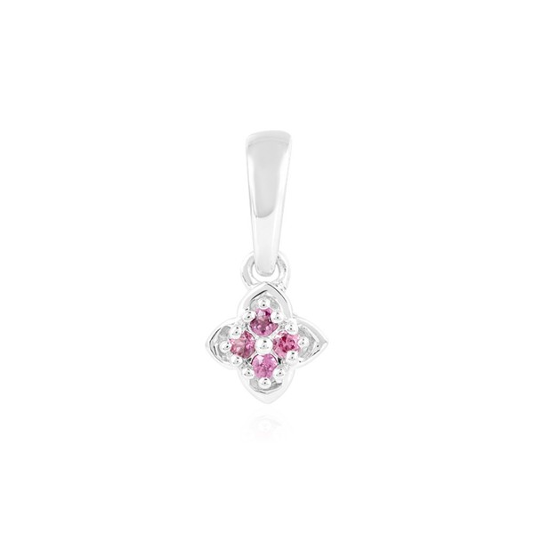 Cavill Rhodolith SilberanhäNger 925 Sterlingsilber Florales Kreuz Rosa 0,063Ct-image
