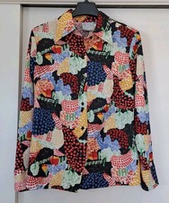 Vintage 60s Sears Womens Shirt M/L (38) Long Sleeve Button Down Multicolor