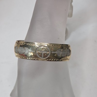Navajo 925 st silver storyteller randall begay 1/20 12k gf signed cuff bracelet