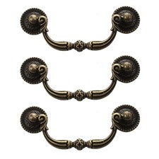3X Antique Brass Cabinet Door Drawer Handles 100 mm S1V42806