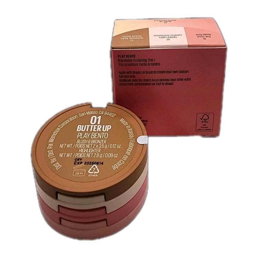 Kaja Play Bento Blendable Sculpting Trio Blush Highlighter Bronzer Set 01 New