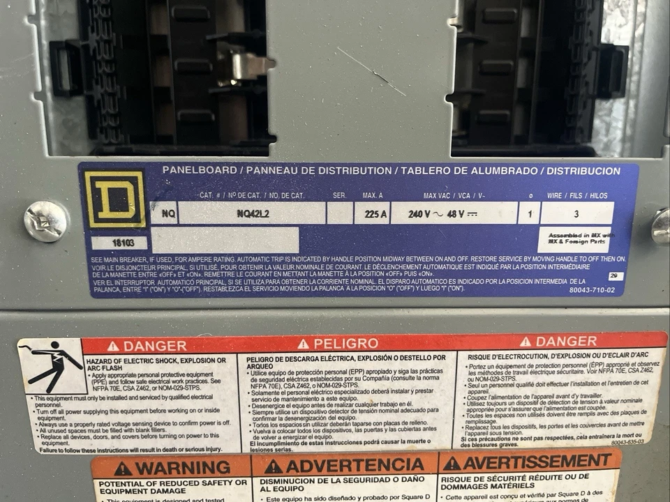 Square D NQ442L2C Panelboard Enclosure 225A 42P 240V single phase  - Image 2 of 4