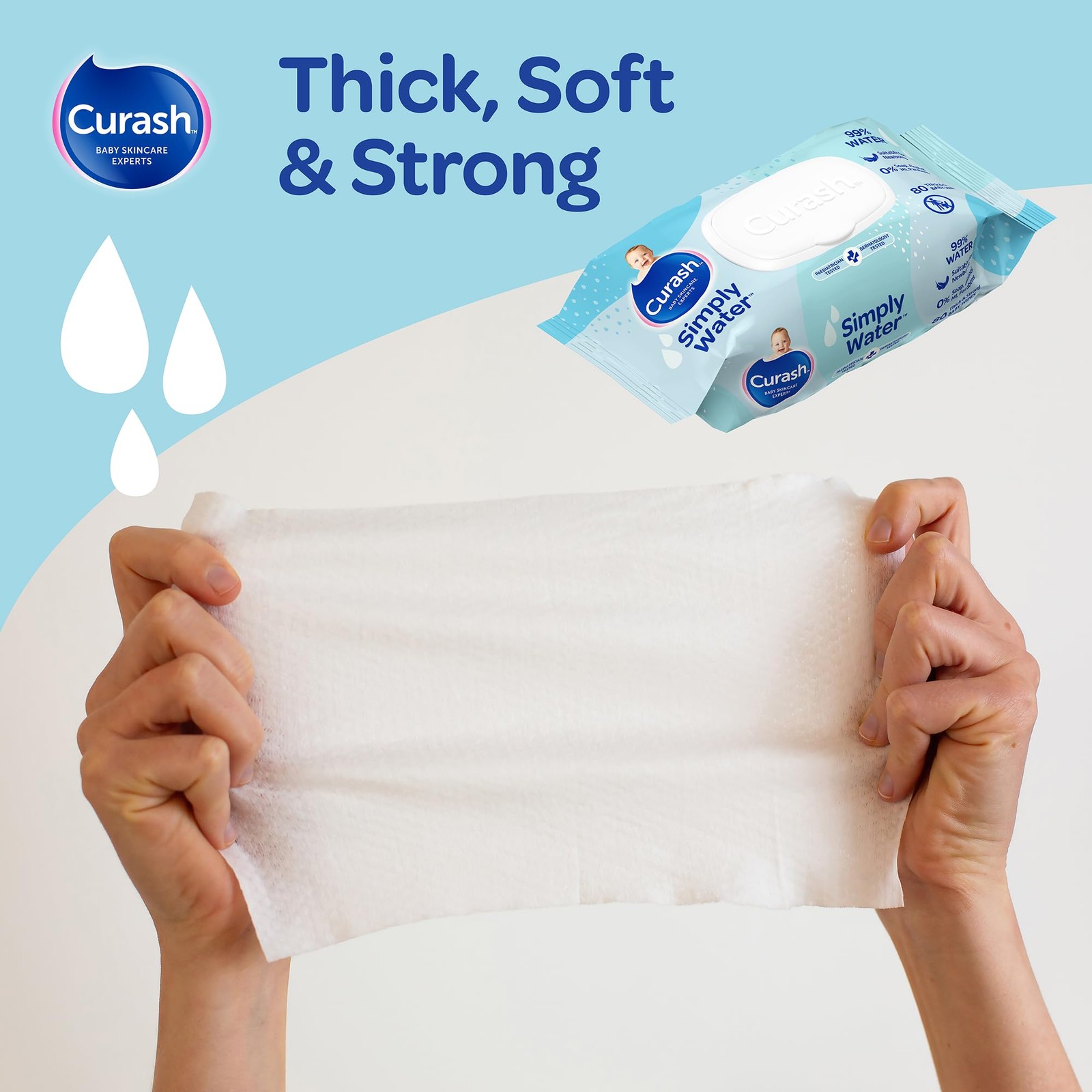 New Formula Curash Simply Water Baby Wet Wipes 6 x 80 Pack Thick and Soft Wet — image 21