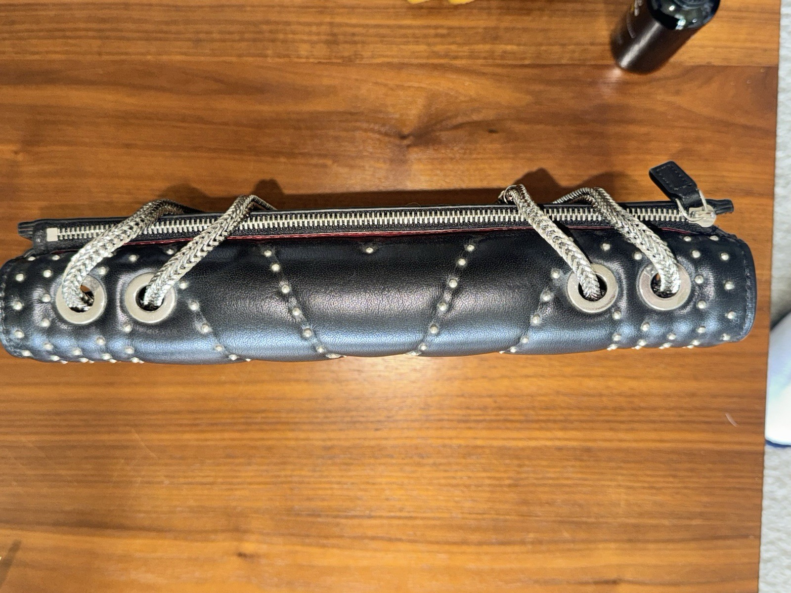 MCM Leather Studs Crossbody Bag Black Chain Shoulder Tote image 4