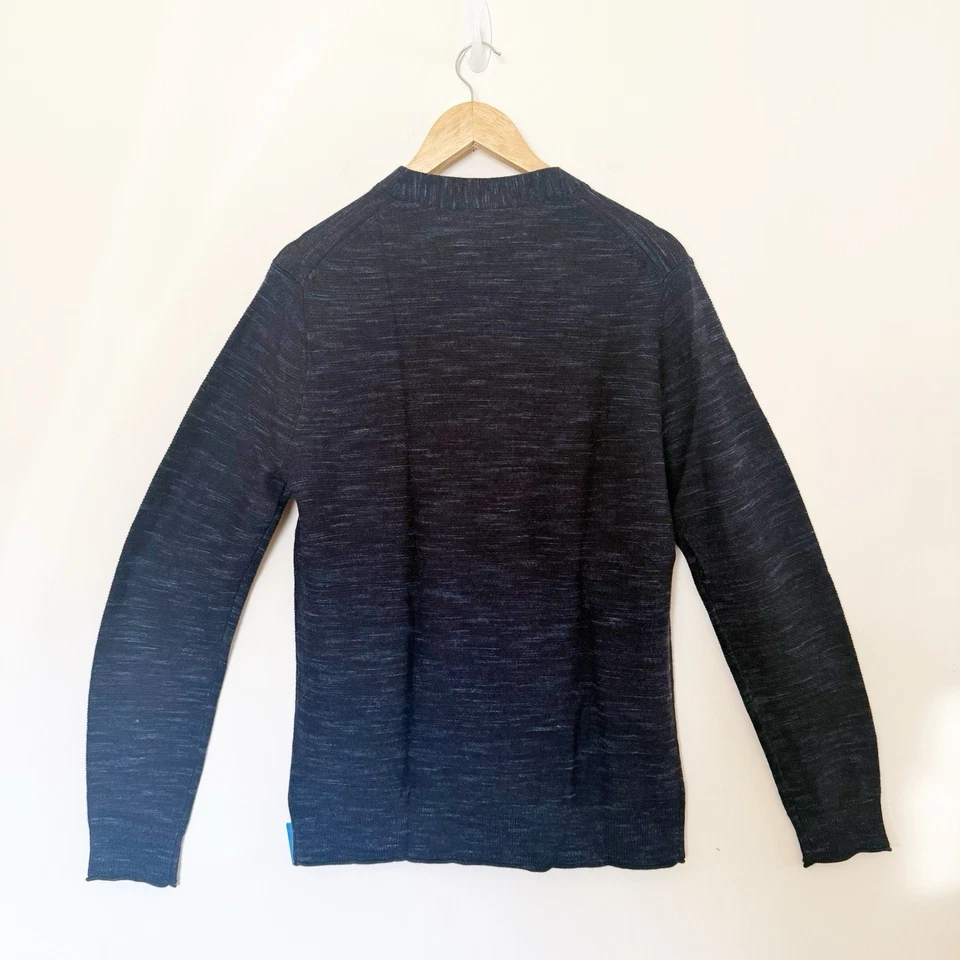 Suéter Henley Bonobos couro azul lã merino peso médio tamanho médio - Imagem 3 de 4