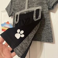 Paw Patrol 2 Piece Short Set Super Heroes Boy  s 12 Months Gray Black Paw Print
