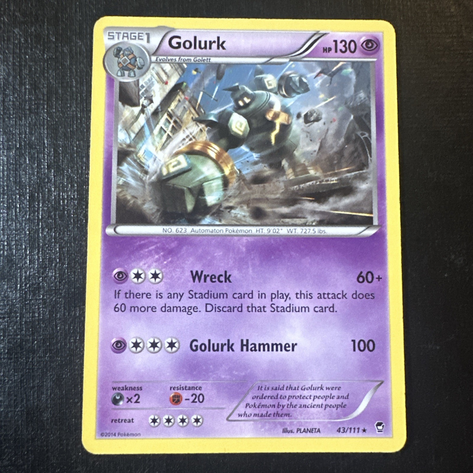 Rare Golurk Pokemon Card, Furious Fists Set 43/111 - Buy 3 Get 2 Free