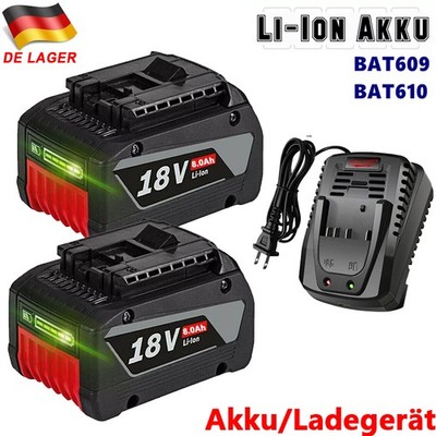 12,0Ah 6,0Ah Akku für Bosch 18V Professional / Ladegerät GBA GSR BAT618 Batterie