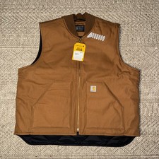 NWOT Carhartt Men's Brown Duck Vest OV0001-M Quilt Lined Relaxed Fit Size 2XL