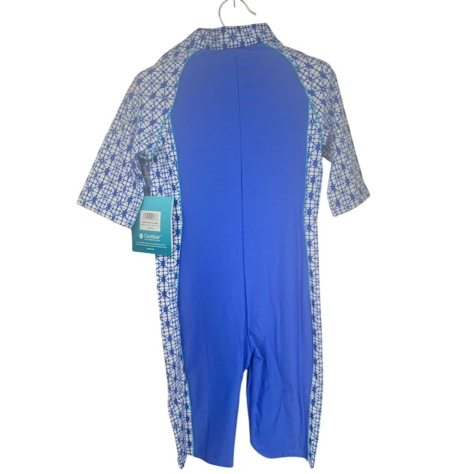 Traje de baño de surf Coolibar azul juvenil UPF 50 S 5/6 cuello a rodilla NUEVO Foto 3 de 4