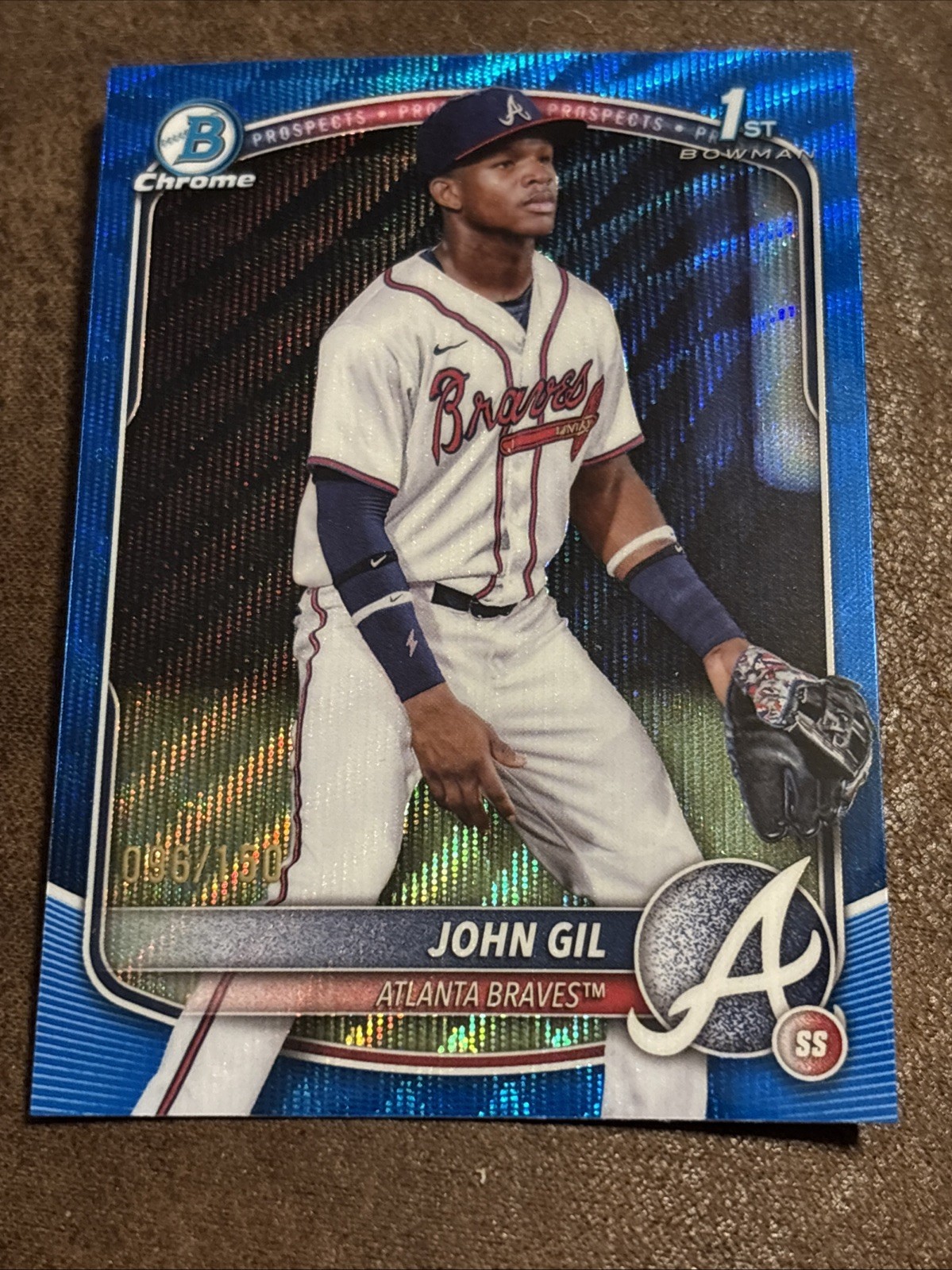 2025 Bowman Chrome 1st Bowman John Gil Blue Refractor /150 - Braves #BCP-172