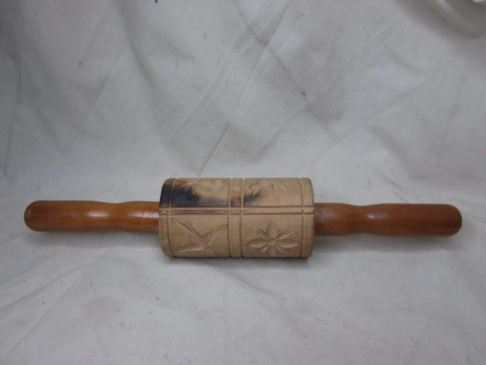 vintage Cookie Roller Mold Press Stamp rolling pin Springerle *PLEASE NOTE:burn