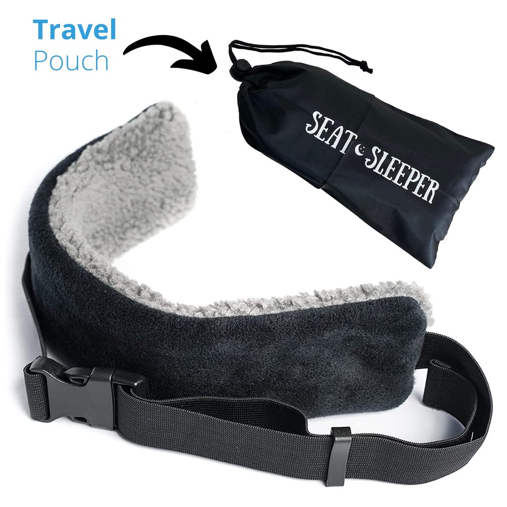 Airplane Travel Pillow Alternative - Adjustable Head Support Strap Prevents Head Bobbing in Cars and Flights  