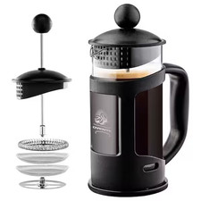 OVENTE 3-Cup Black French Press Cafetire Coffee and Tea Maker with Glass & Scoop