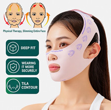 V Line Face Lifting Mask Chin Cheek Slimming Strap Bandage Jawline Shaper Pink