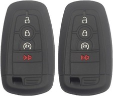 2pcs 4 Buttons Black Silicone Rubber Smart Key Fob Cover Cas Color: 2pcs black