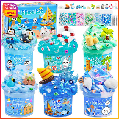 Slime Set 6er-Pack Fluffy Cloud Butter Clear Schleim mit Add-ins für Kinder