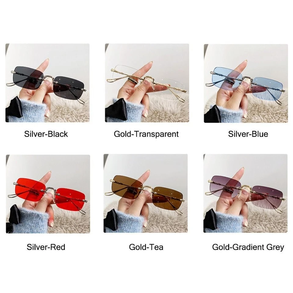 Metal Rectangle Sunglasses Rimless Eyewear  for Women & Men - image 3 of 4