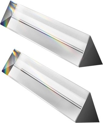 2 Pack 6-Inch Crystal Optical Glass Triangular Prism for Photography Kids Scie