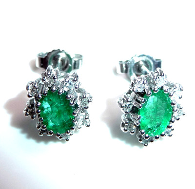 Earrings studs 585 white gold gold 024ct diamonds 060ct. emeralds classic