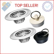 4 Pcs - Bathroom Sink Strainers and Stopper Plug Use Separately - 2.125" Top /