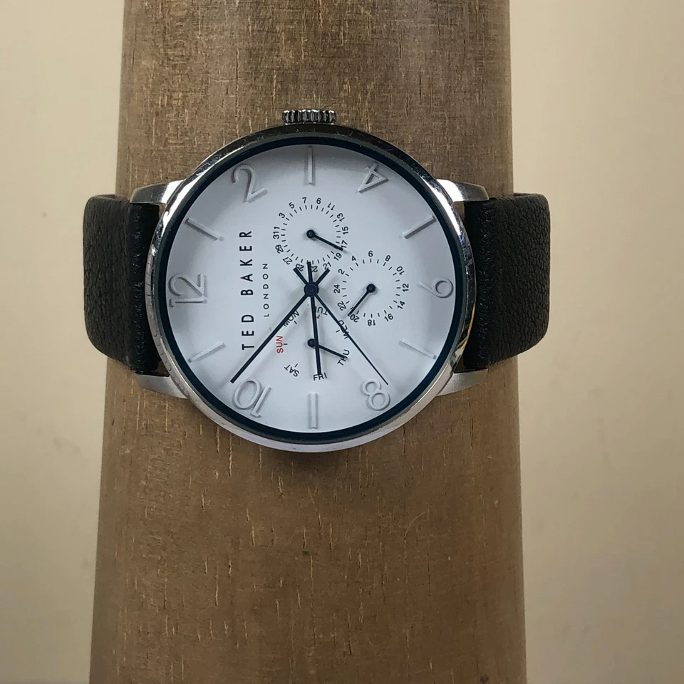 Ted Baker Men 10023491 Dress Day Date Leather Quartz Analog 42mm Watch 7 1/2" - Image 2 of 4