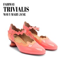 Fluevog EXCELLENT Fairway Trivialis pink/coral wavy patent leather Mary Jane - 8