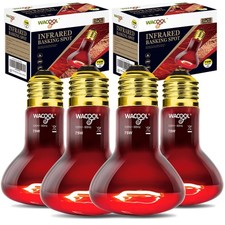 WACOOL 4 Pack Reptile Heat Lamp Bulbs,75W Infrared Basking Spot Light for Rep...