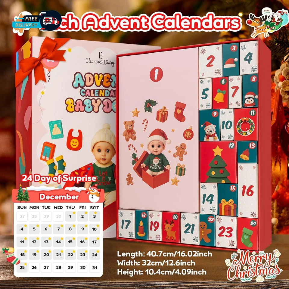 Baby Doll 2025 Advent Calendar Gifts,  12'' Dolls Set with Clothes & Accessories - Image 2 of 4