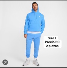 Nike Blue Men's Fleece Tracksuit Set Size L Hoodie  Track Pants Logo Drawstring