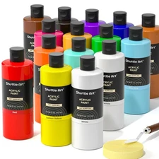 Shuttle Art Acrylic Paint, 15 Pack Acrylic Paint Large Bottle Set, 473ml/16oz...
