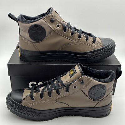Converse Malden Street Mid Boots Taupe Black Fleece Lined Mens 9 Womens 11 NEW