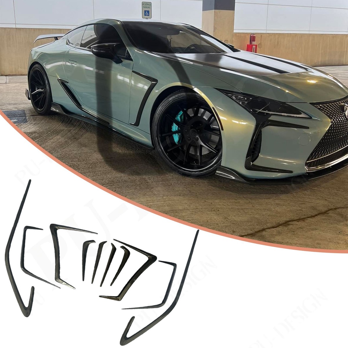 Fit For Lexus LC500 LC500H Front+Rear Canards Side Fender Trims