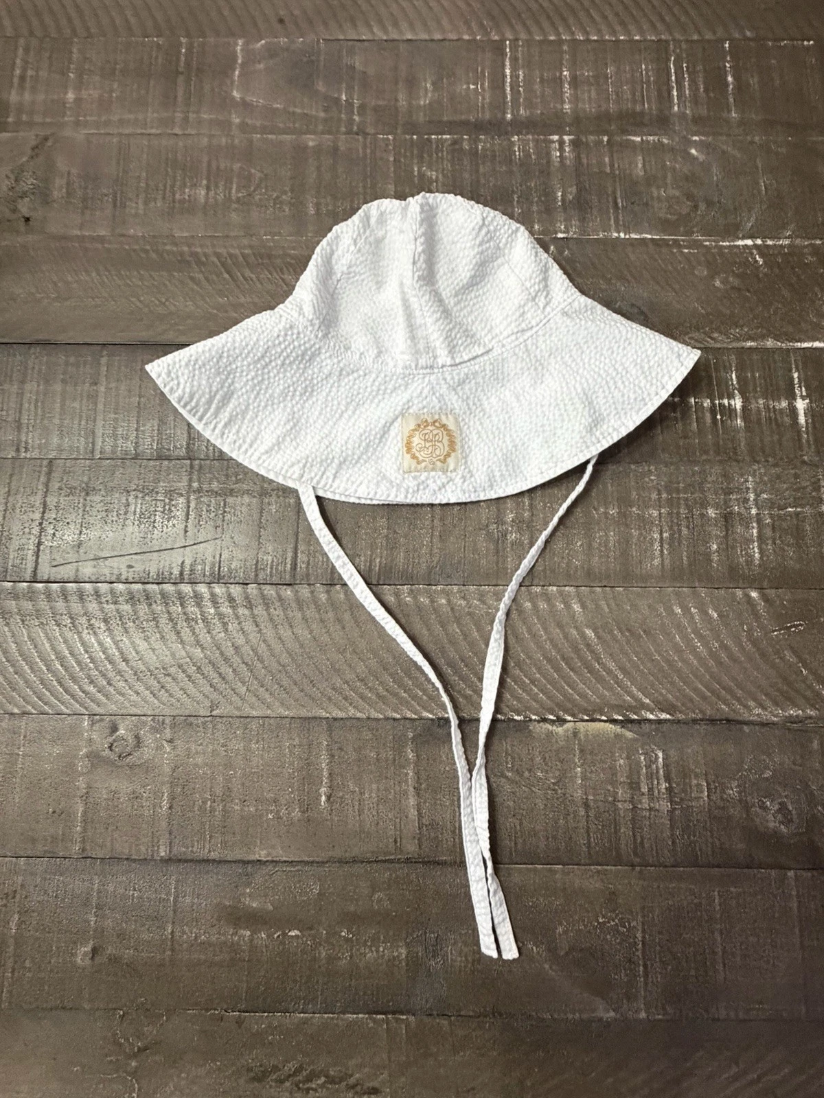 Beaufort Bonnet Company Infant White Seersucker Cissy Sun Hat Infant Medium EUC