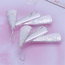 Designer Inspired 925 Sterling Silver 3-Triangle 65mm Long Dangle Earrings A328