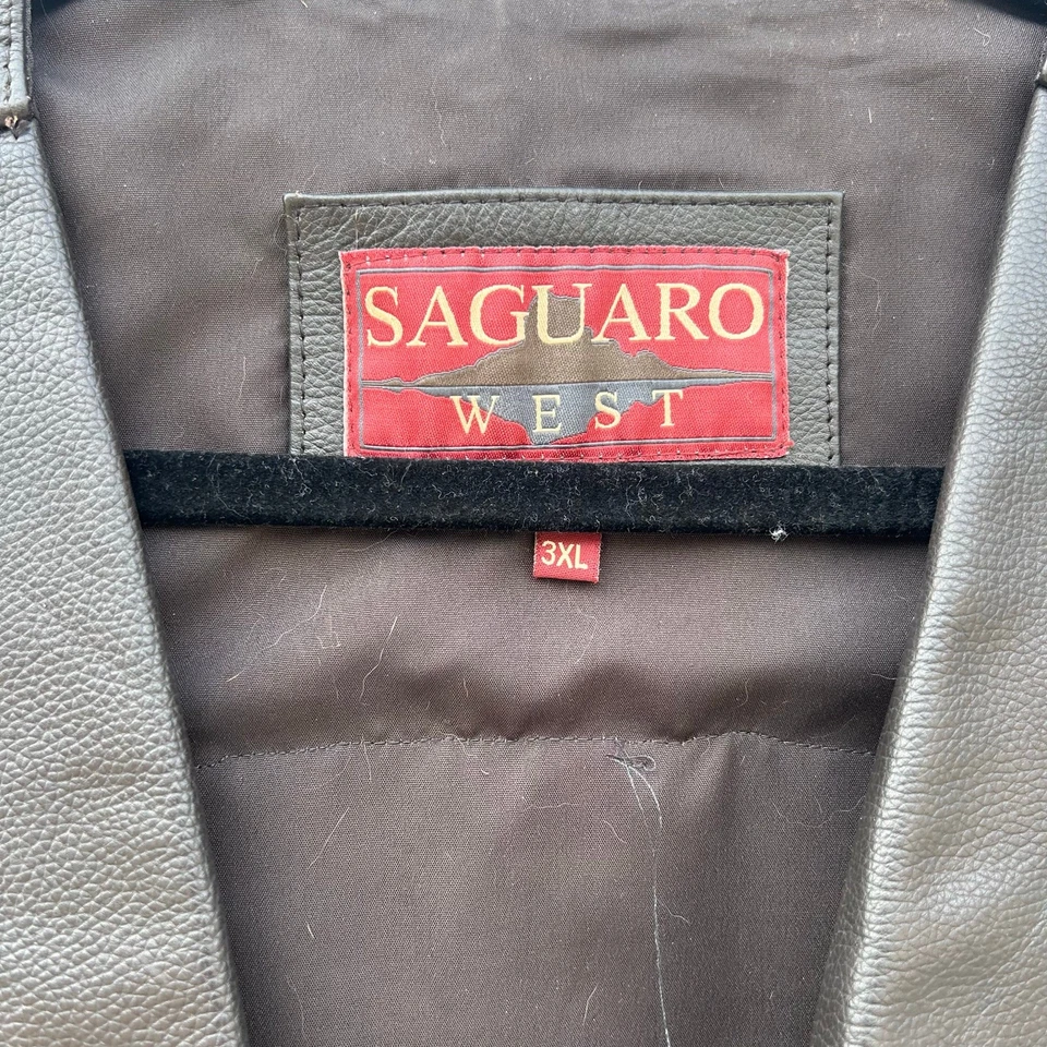 Saguaro West Men’s Leather Fur Biker Vest Plus Size 3XL Custom XXL - Image 3 of 4