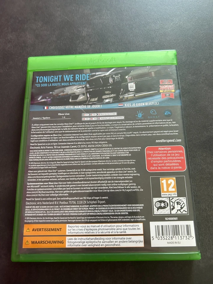 Jeu Xbox One " Need for Speed " en très bon état, photo 2 sur 3