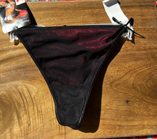 NWT Vassarette Whimsygoth 90s Red and Black Lacey G-String Panty Size 8