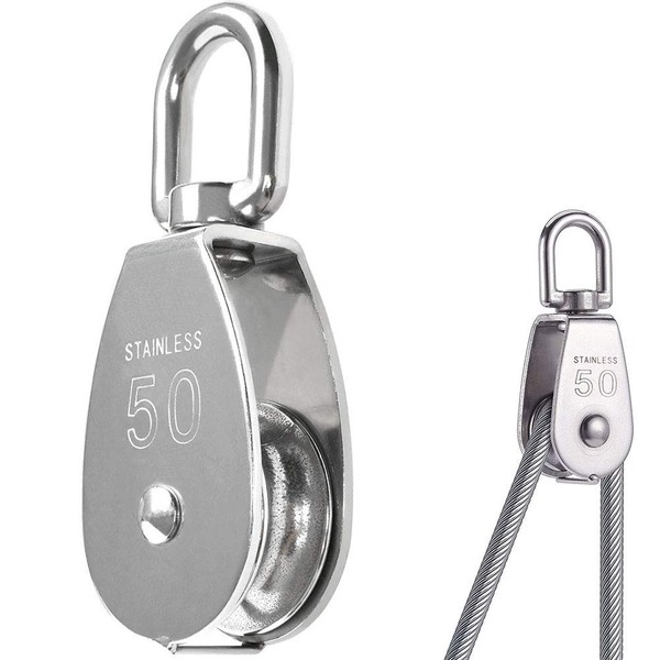 Umlenkrolle Riemenscheibe Edelstahl Seilrolle Flaschenzug 50Mm 400Kg M50 Silber-image